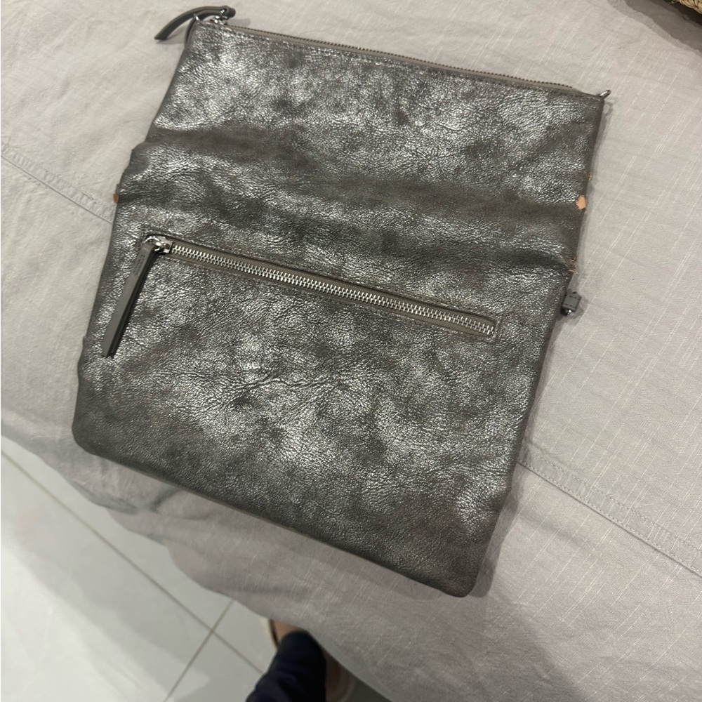 Stella and Dot Metallic Gray Clutch Bag